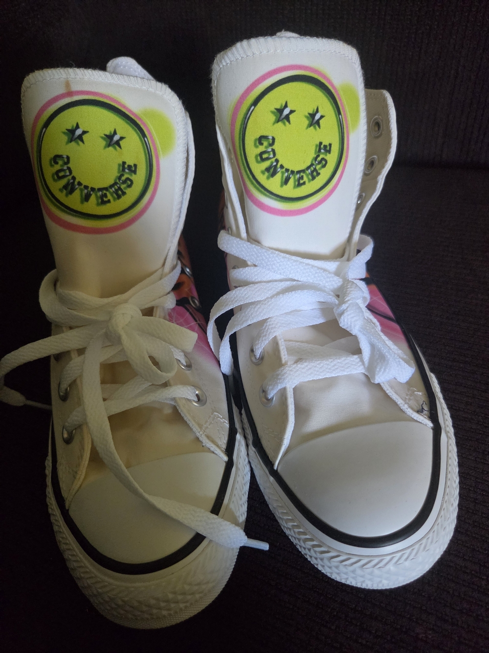 Converse High-Top Sneakers in White with Neon Accents